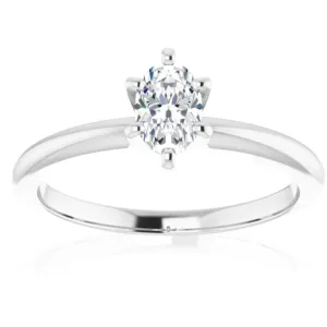 1/3Ct Oval Lab Grown Diamond Solitaire Engagement Ring 14k White Gold