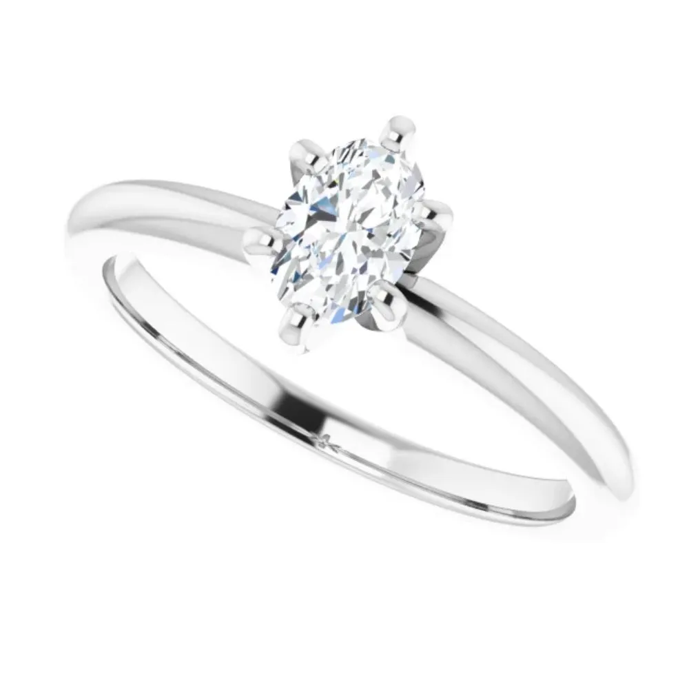 1/3Ct Oval Lab Grown Diamond Solitaire Engagement Ring 14k White Gold