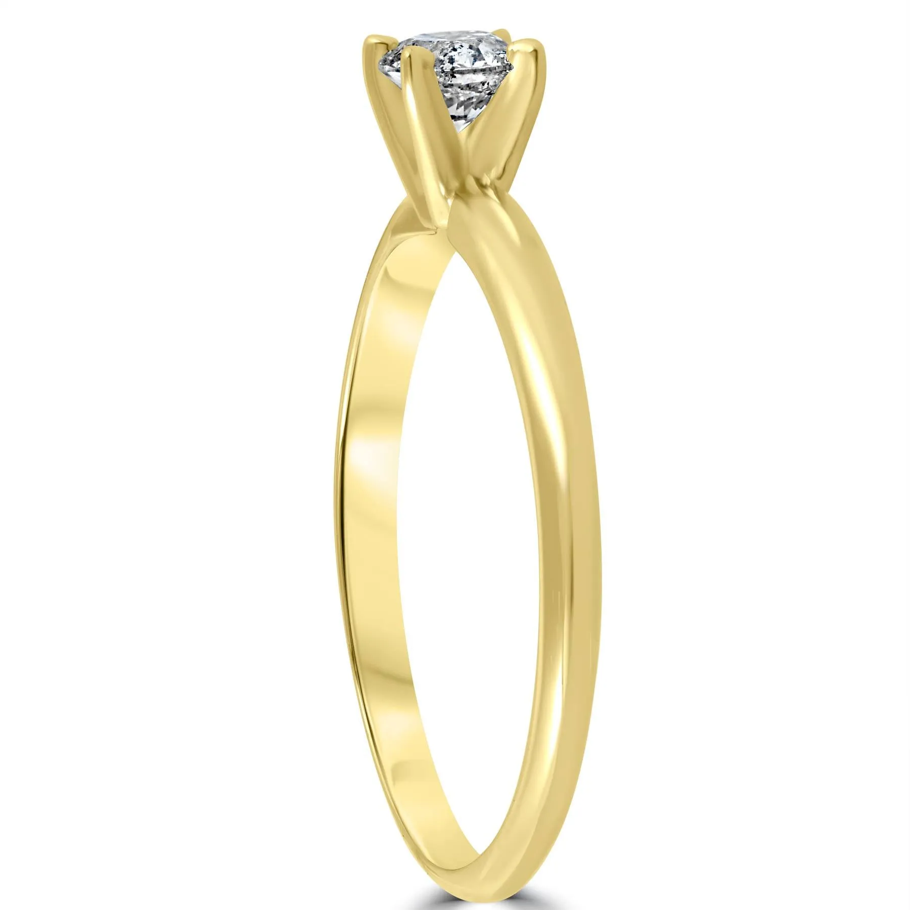 1/3ct Round Diamond Solitaire Engagement Ring 14k Yellow Gold