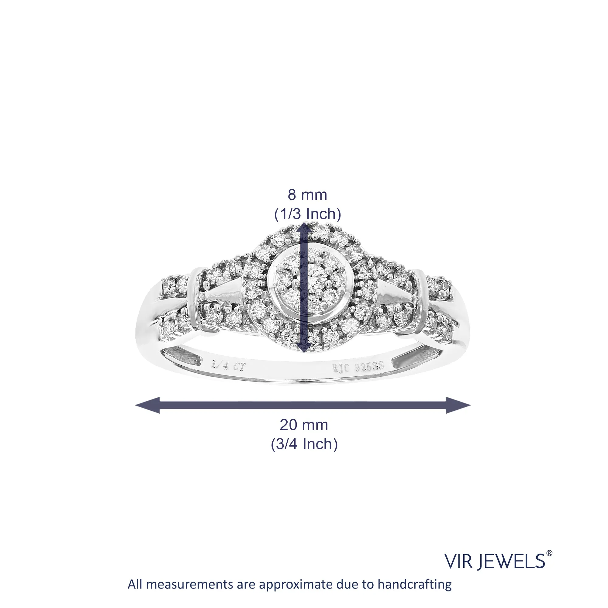 1/4 cttw Round Cut Lab Grown Diamond Engagement Ring For Women .925 Sterling Silver Prong Set