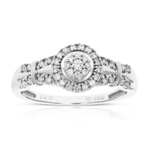1/4 cttw Round Cut Lab Grown Diamond Engagement Ring For Women .925 Sterling Silver Prong Set