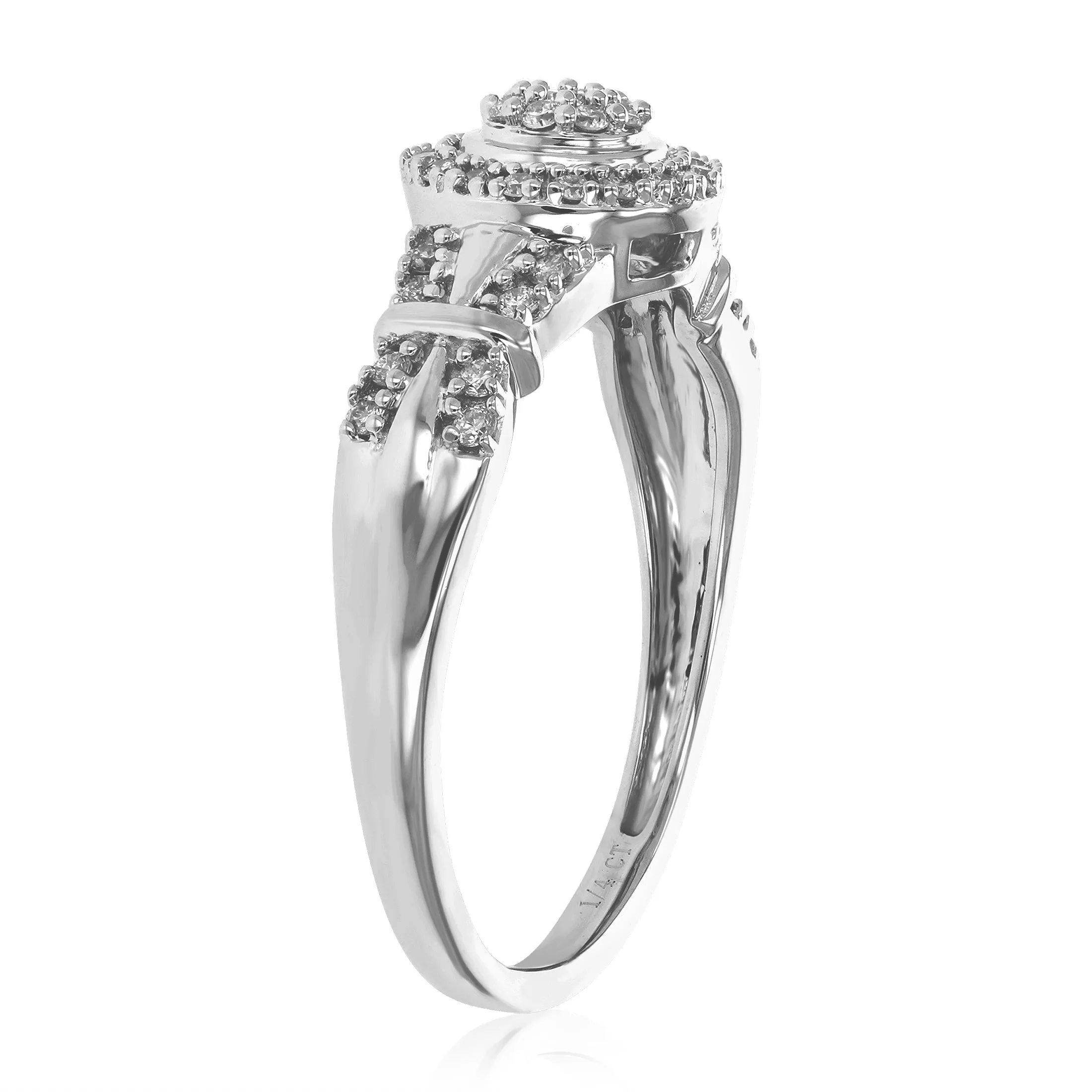 1/4 cttw Round Cut Lab Grown Diamond Engagement Ring For Women .925 Sterling Silver Prong Set