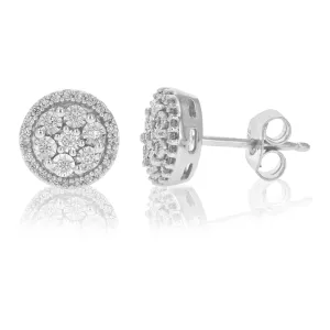 1/4 cttw Round Lab Grown Diamond Studs .925 Sterling Silver Earrings Prong Set