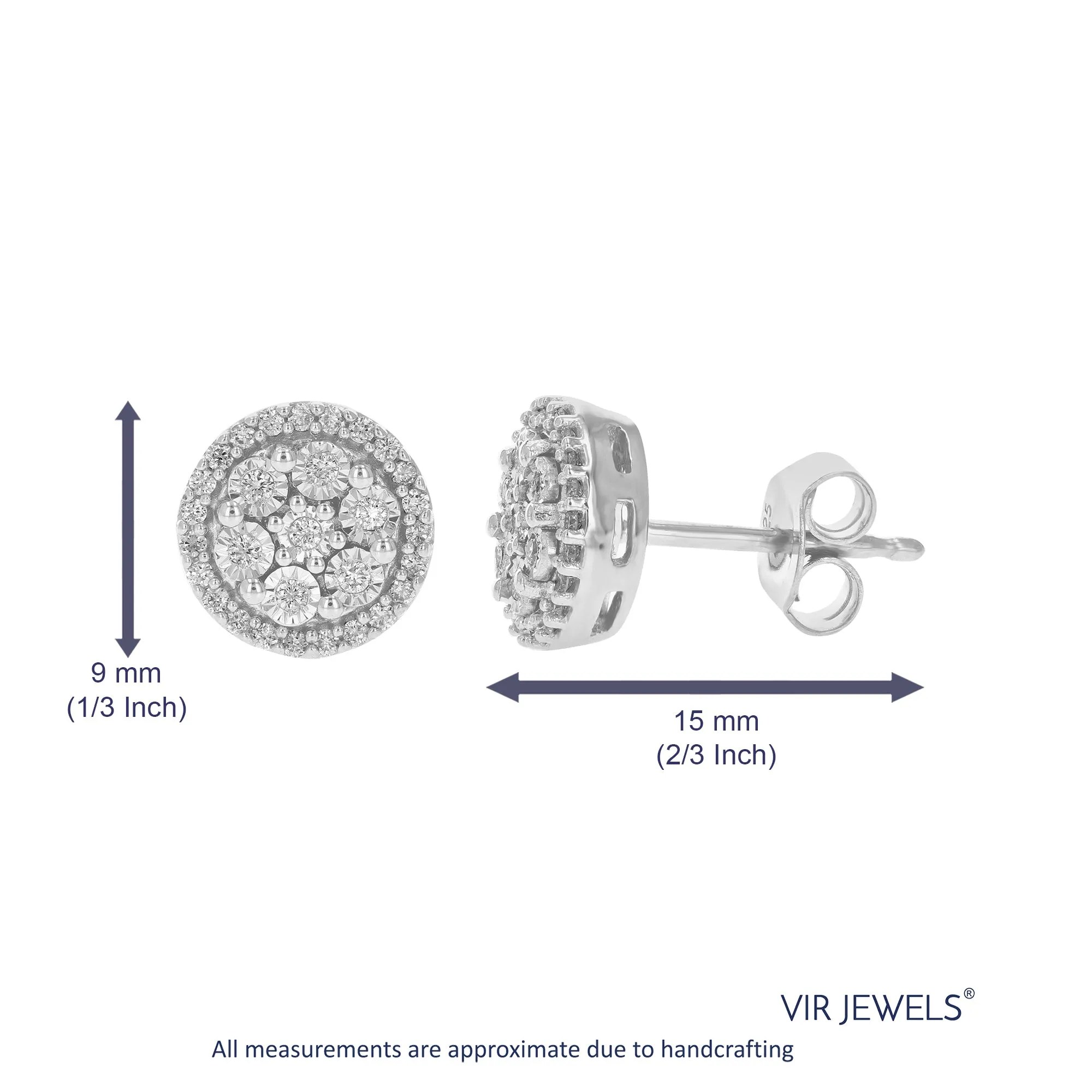 1/4 cttw Round Lab Grown Diamond Studs .925 Sterling Silver Earrings Prong Set