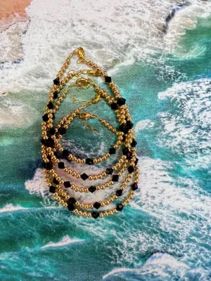 14k Gold Filled Black Swarovski Crystal Bracelet