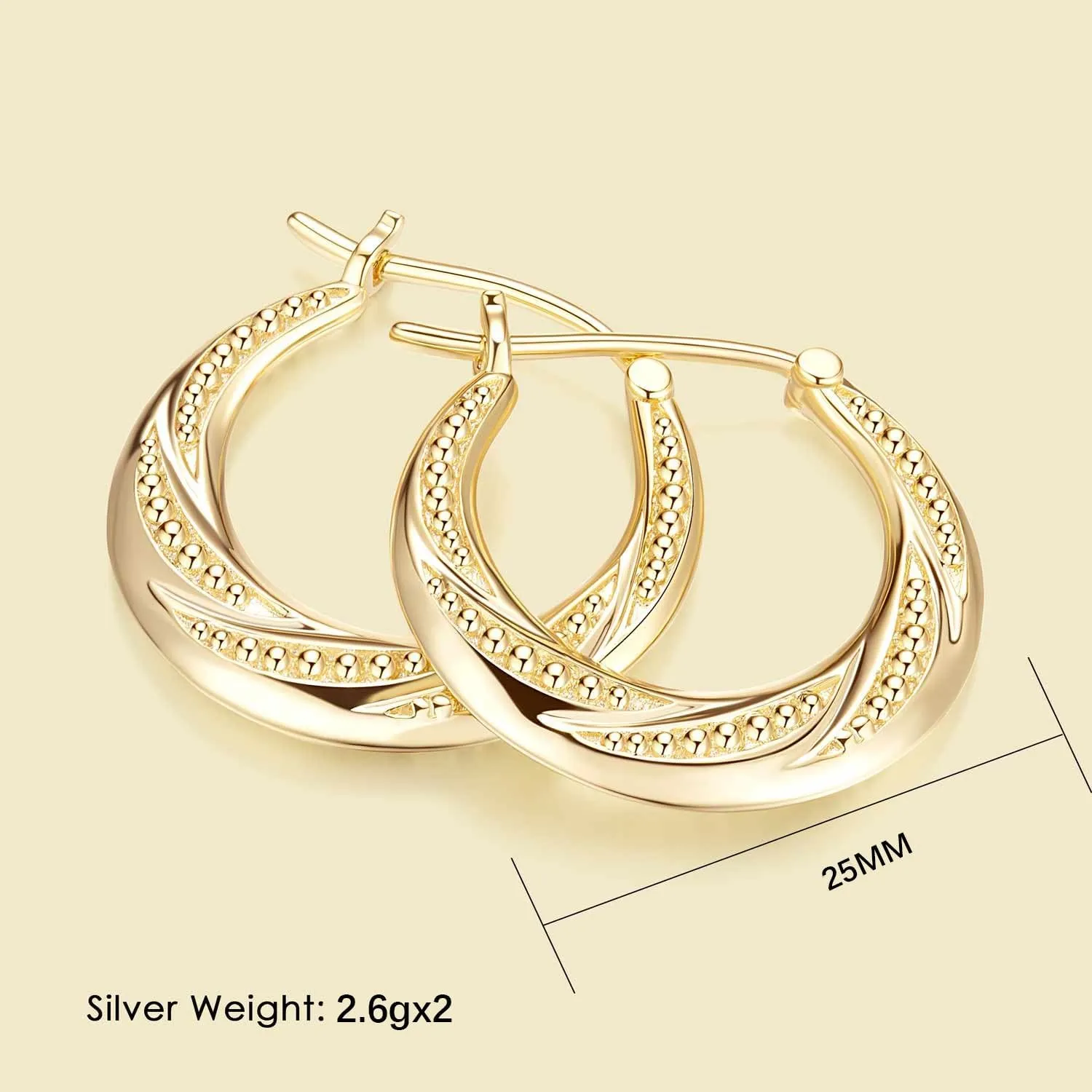 14K Gold Hoop Earrings for Women Small Gold Hoop Earrings 14K Hoops Earring Rotating Small Ball Design Comfortable Hoops Womens Earring 22/25mm