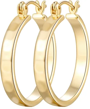 14K Gold Hoop Earrings for Women Trendy Gold Earrings Polished Chunky Hoop Earring Classic Dainty Womens Earring Hoops for Women 26mm