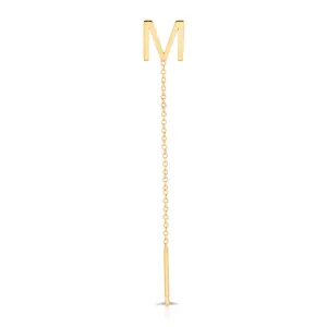 14K Gold Letter Threader Earring