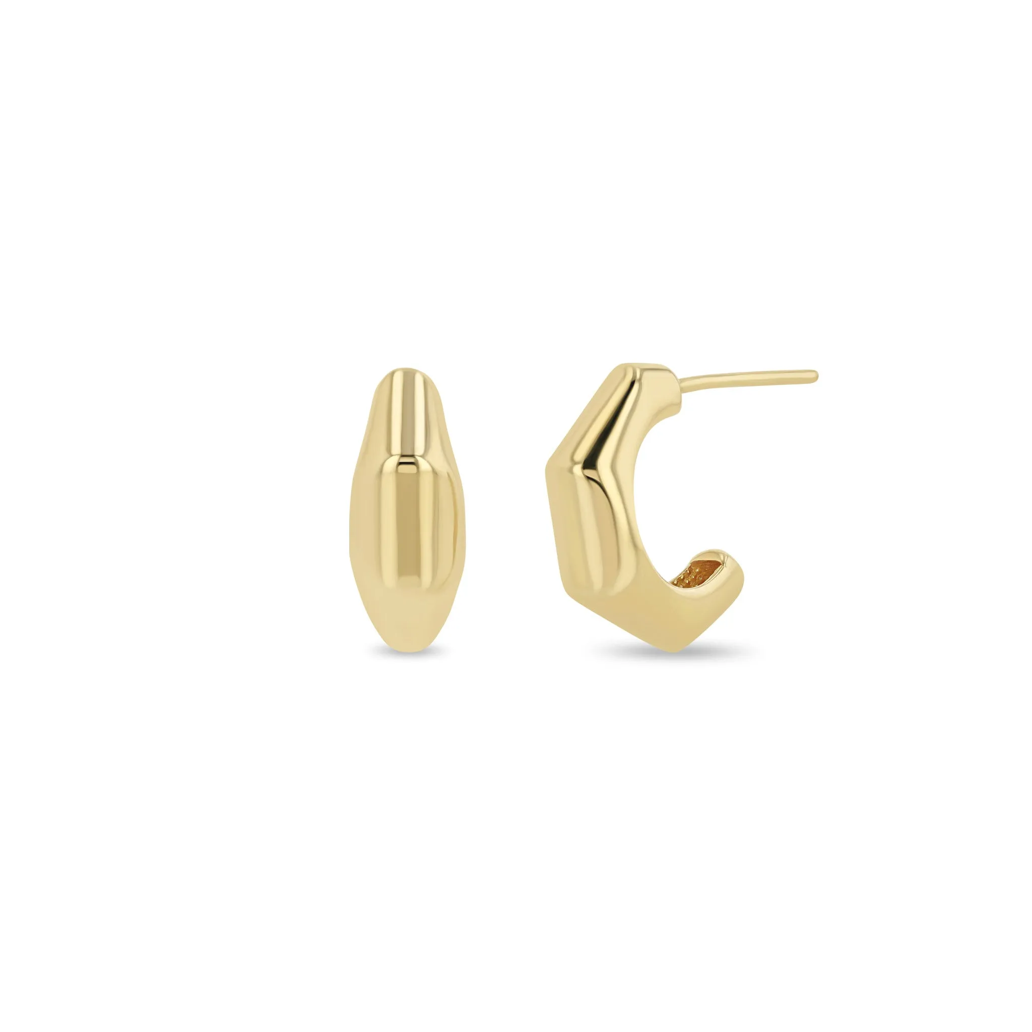 14k Gold Medium Wide Bamboo Hoop Earrings