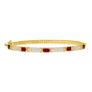 14K Gold Ruby and Diamond Bangle
