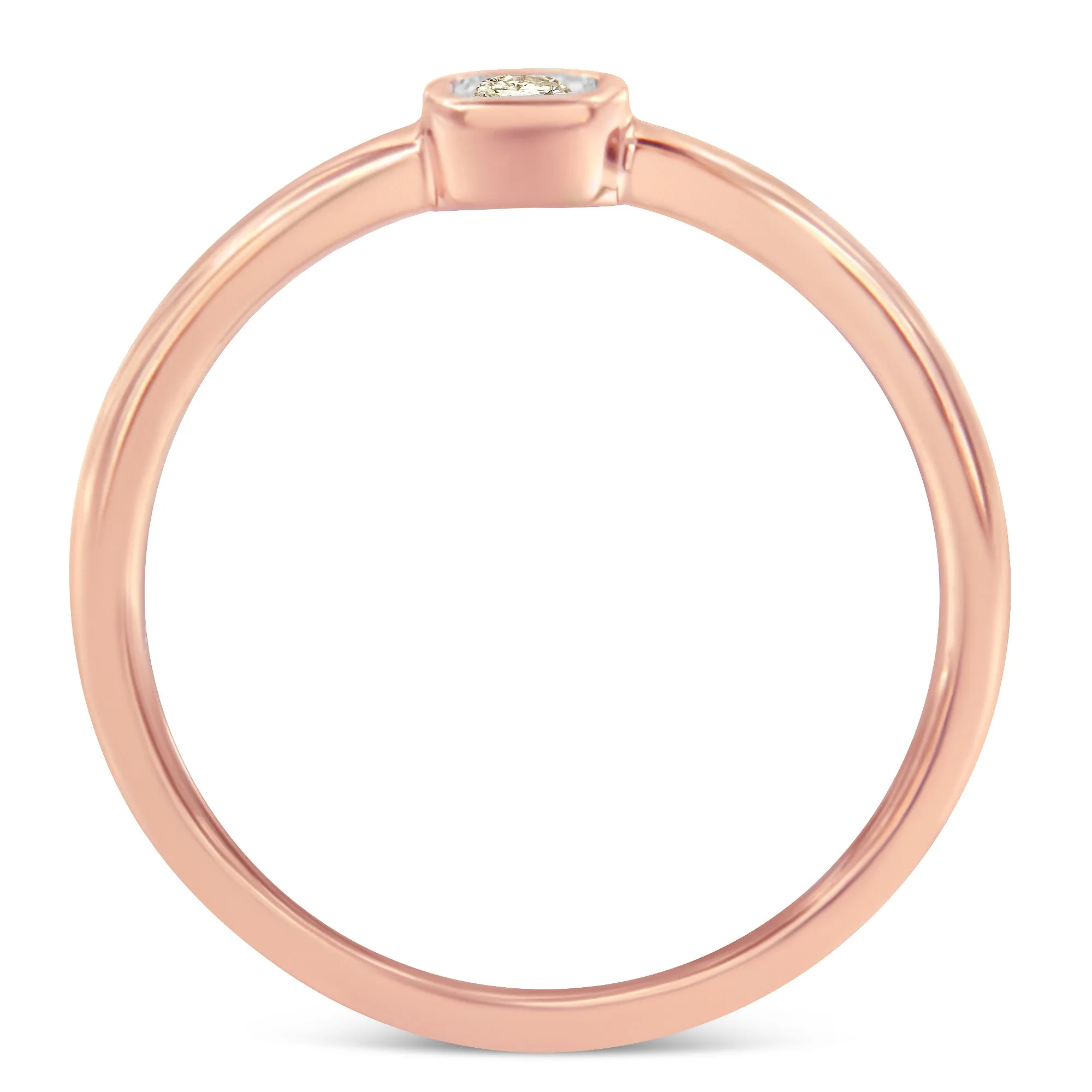 14K Rose Gold Plated .925 Sterling Silver 1/20 Carat Diamond Square Cushion-Shaped Miracle Set Petite Fashion Promise Ring