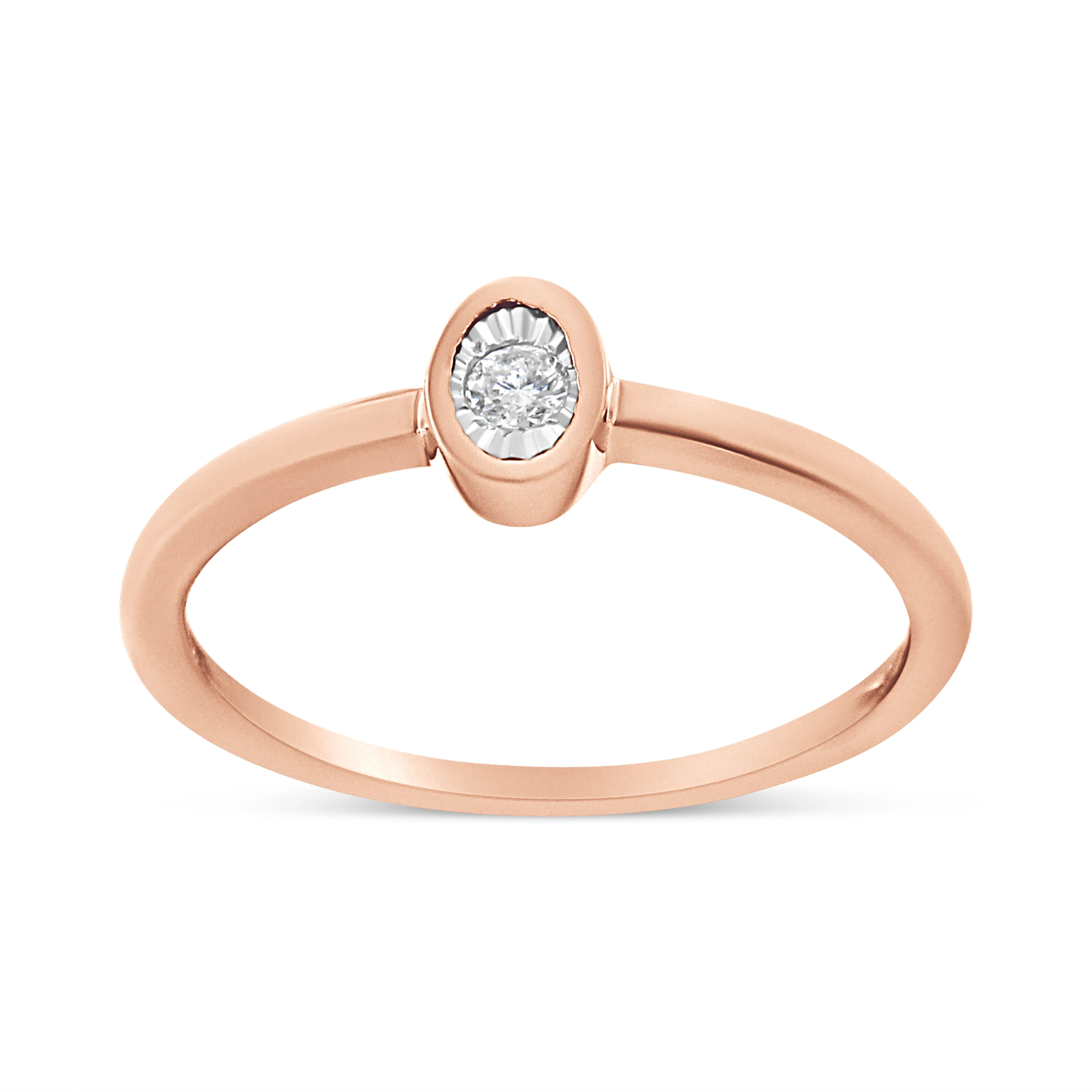 14K Rose Gold Plated .925 Sterling Silver 1/20 Cttw Miracle Set Diamond Ring
