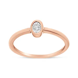 14K Rose Gold Plated .925 Sterling Silver 1/20 Cttw Miracle Set Diamond Ring