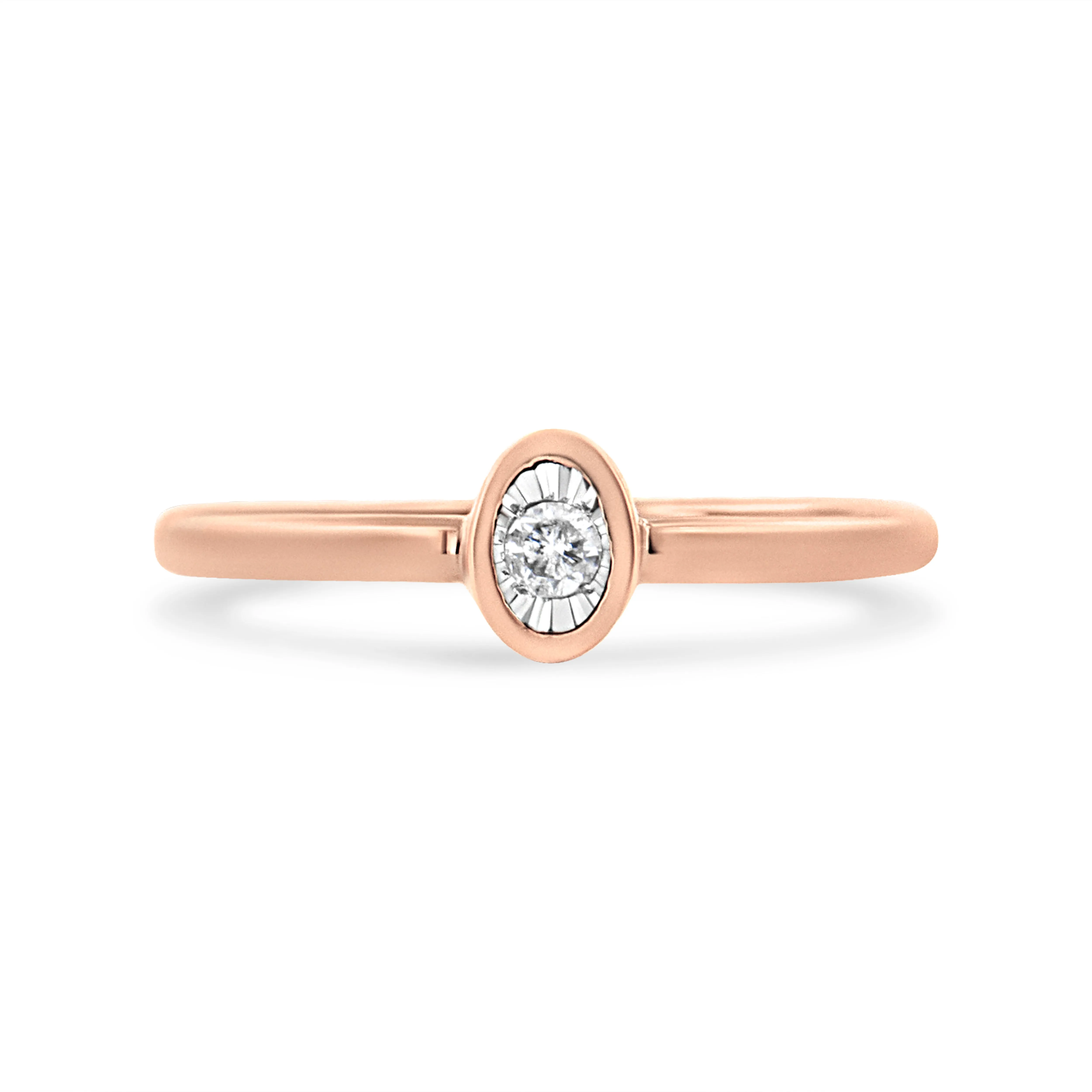 14K Rose Gold Plated .925 Sterling Silver 1/20 Cttw Miracle Set Diamond Ring