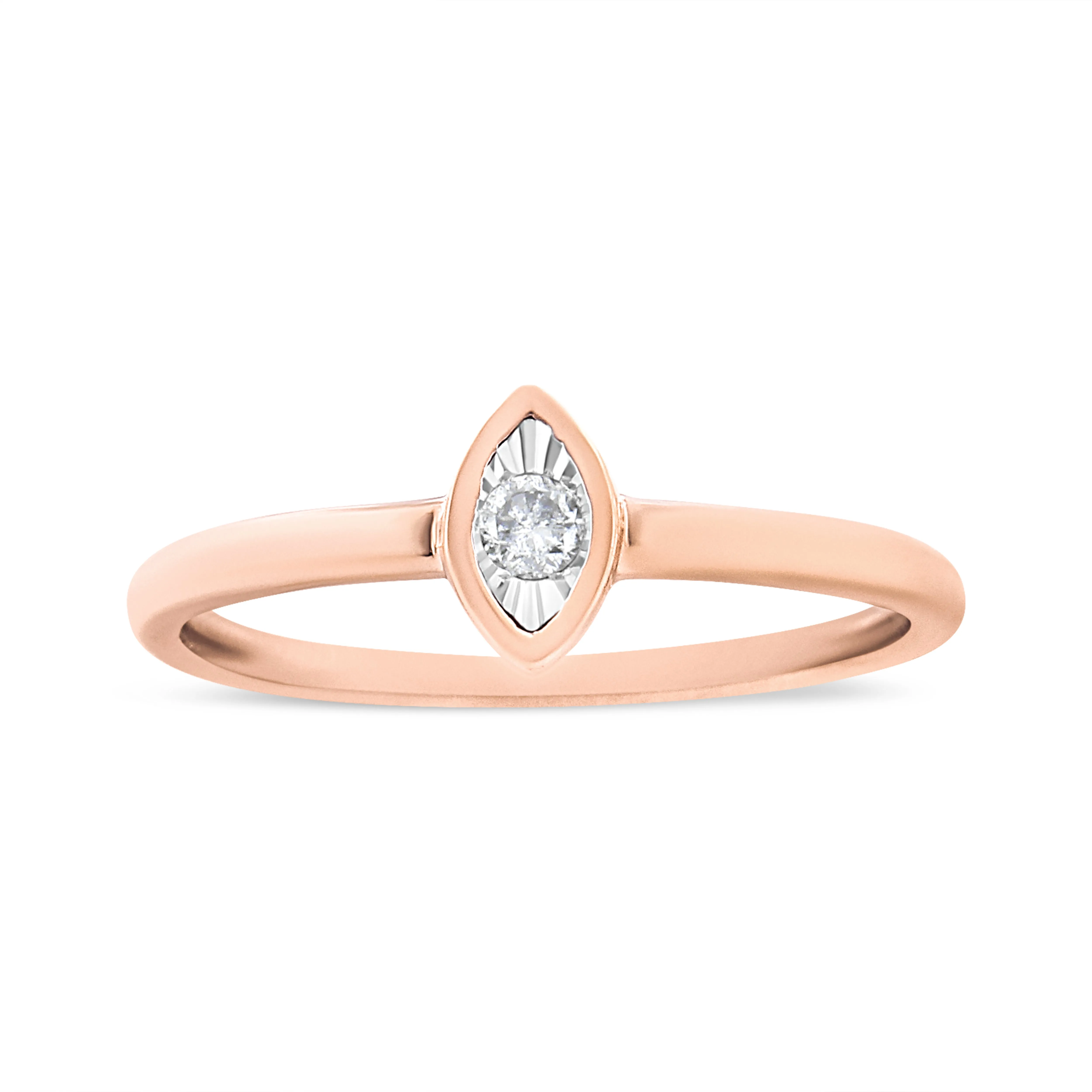 14K Rose Gold Plated .925 Sterling Silver Miracle Set Diamond Accent Pear Shape Promise Ring