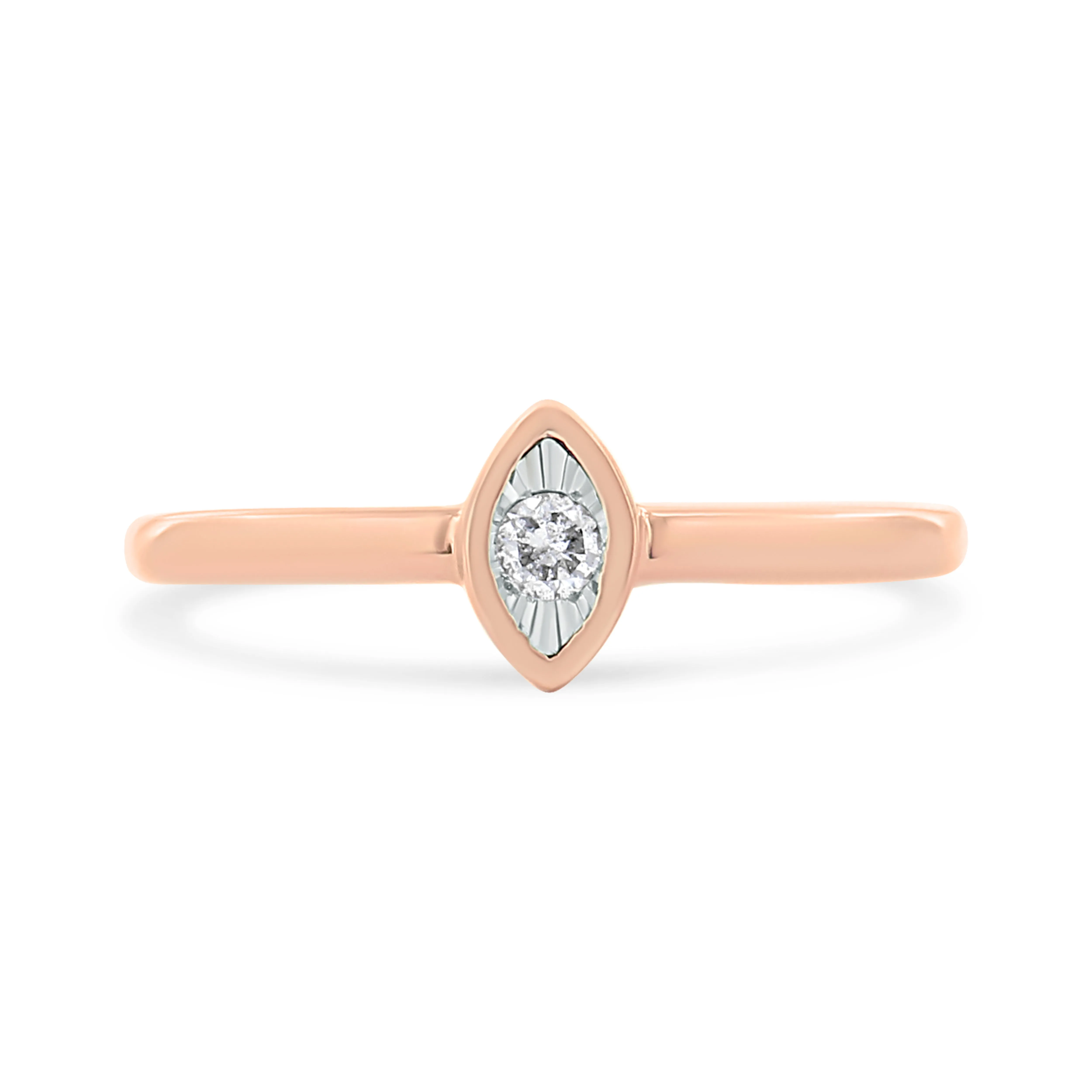 14K Rose Gold Plated .925 Sterling Silver Miracle Set Diamond Accent Pear Shape Promise Ring