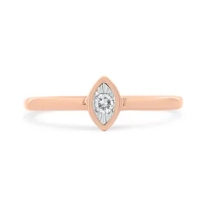 14K Rose Gold Plated .925 Sterling Silver Miracle Set Diamond Accent Pear Shape Promise Ring