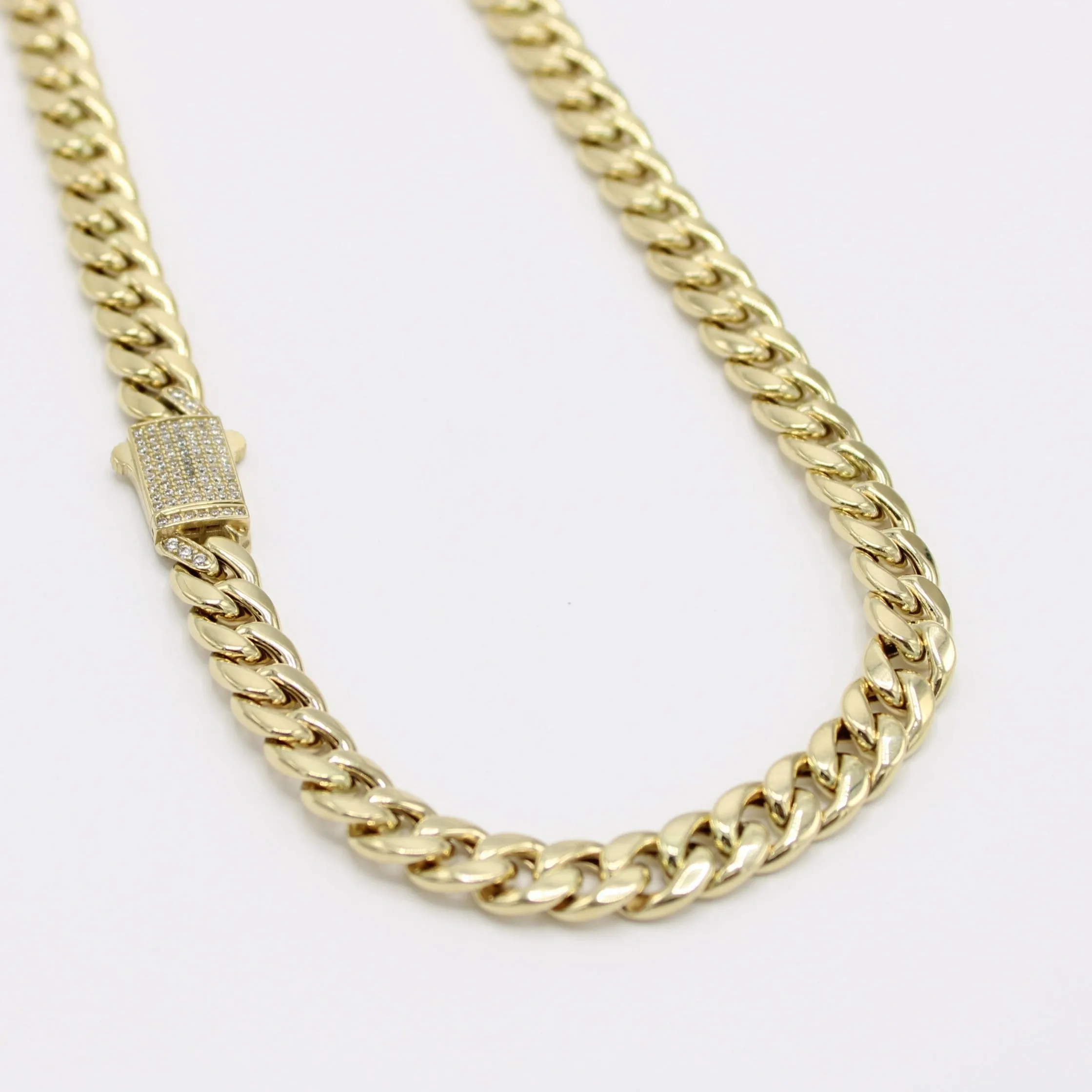 14K Semi-Solid Choker Cuban Link Cz at Lock  \\ 8.5mm - 18” \\