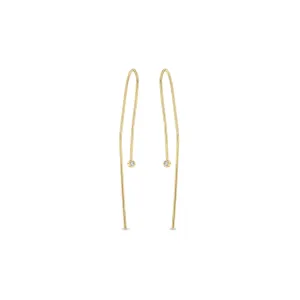 14k Tiny Diamond Bezel Wire Earrings