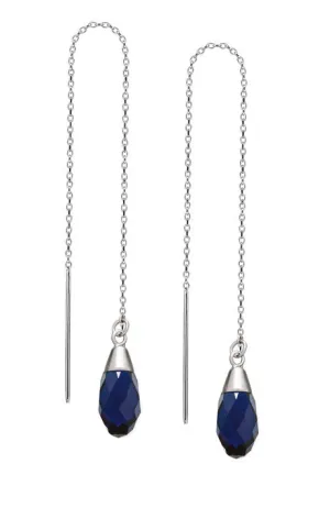 14K Vermeil Threader Earrings - Dark Indigo Swarovski Crystals