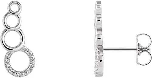 14K White Gold .06 CTW Diamond Geometric Ear Climbers Accented Geometric Ear Climbers