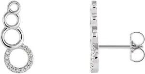 14K White Gold .06 CTW Diamond Geometric Ear Climbers Accented Geometric Ear Climbers