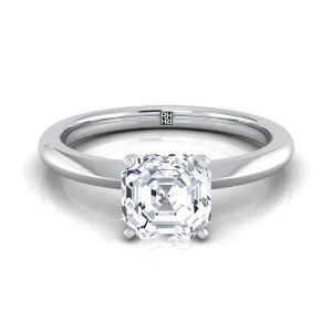 14K White Gold Asscher Cut  Petite Knife Edge Solitaire Engagement Ring