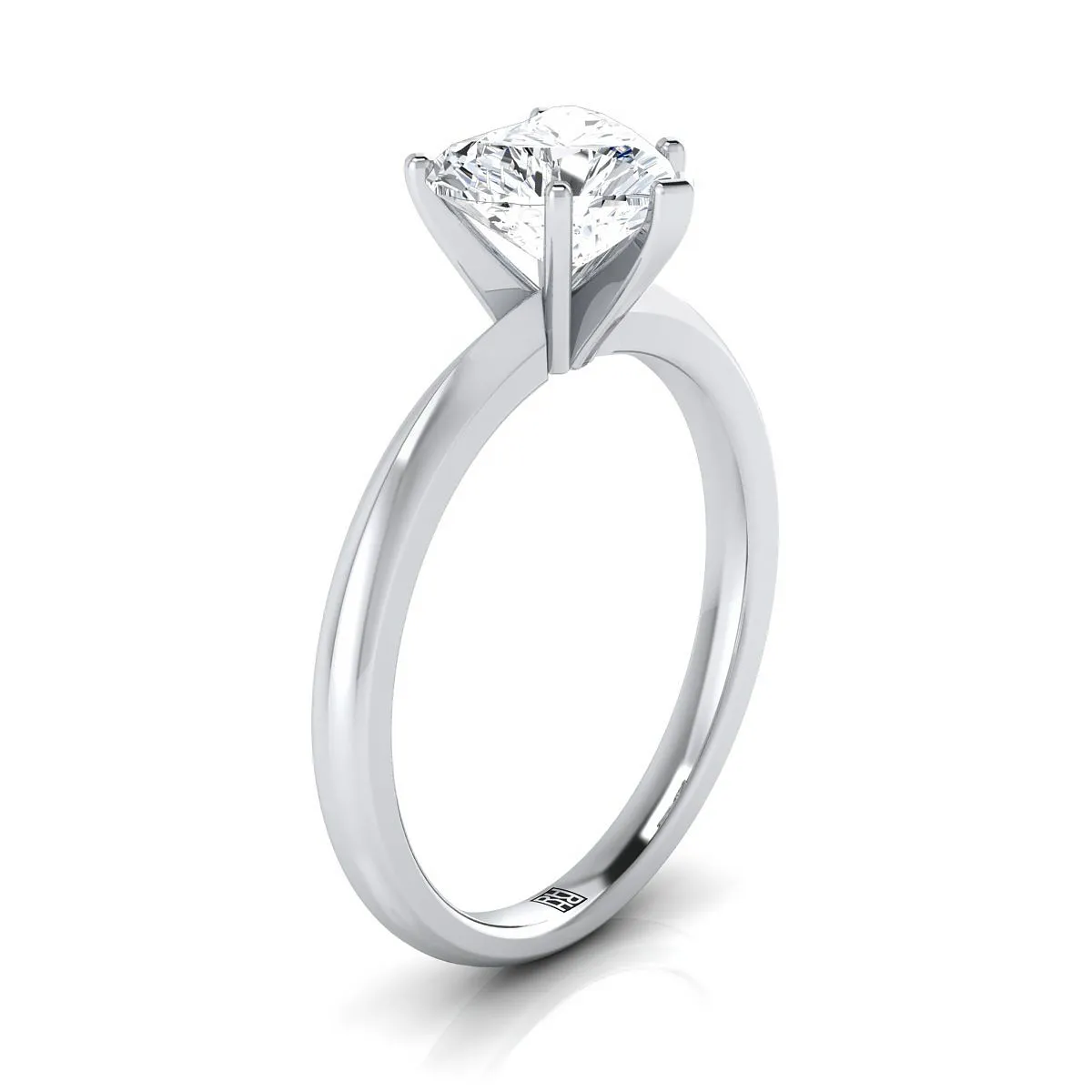 14K White Gold Heart Shape Center  Petite Knife Edge Solitaire Engagement Ring