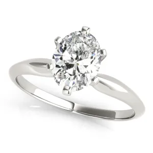 14K White Gold Oval Diamond Six Prong Solitaire Engagement Ring (1ct)