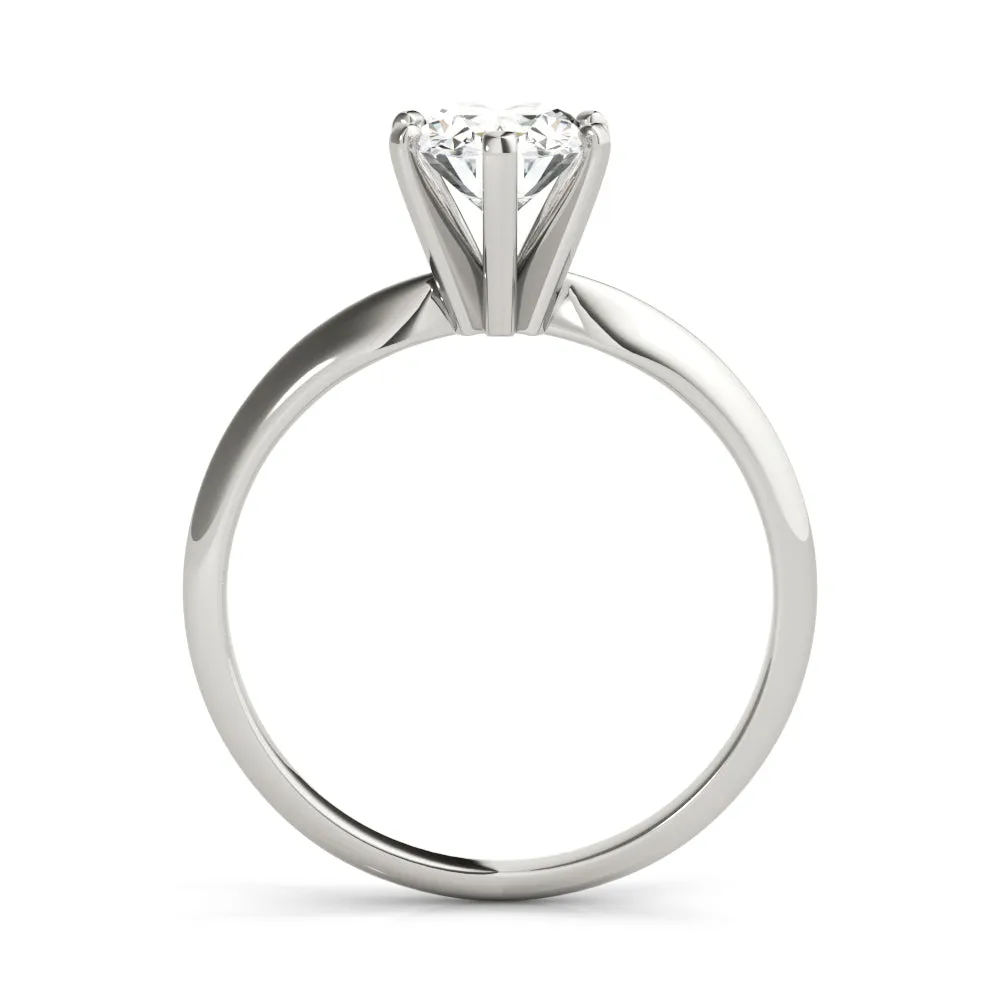 14K White Gold Oval Diamond Six Prong Solitaire Engagement Ring (1ct)