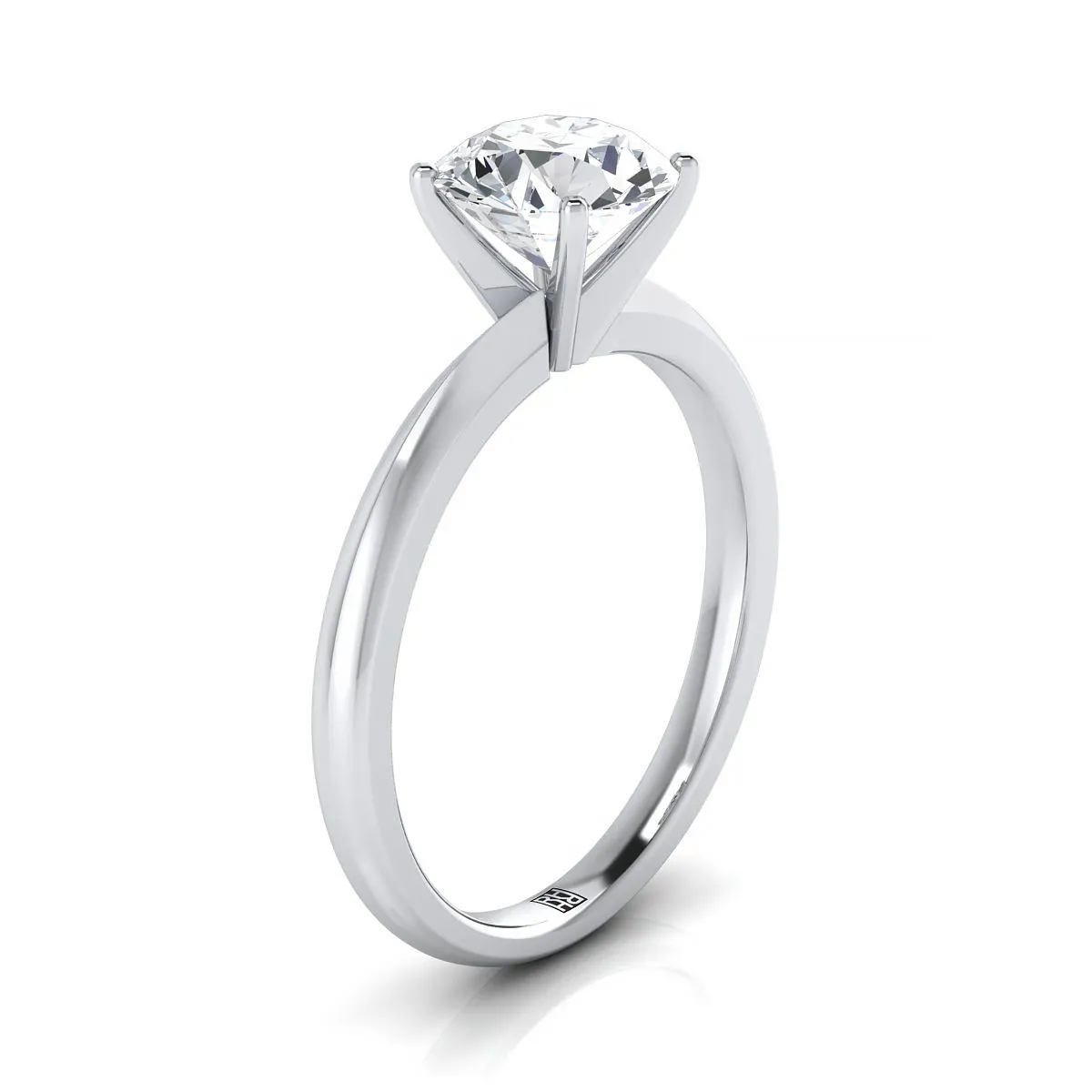 14K White Gold Round Brilliant  Petite Knife Edge Solitaire Engagement Ring