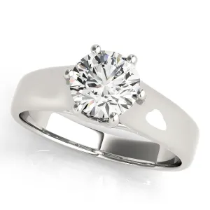 14K White Gold Round Brilliant Six Prong Trellis Diamond Engagement Ring (1ct)