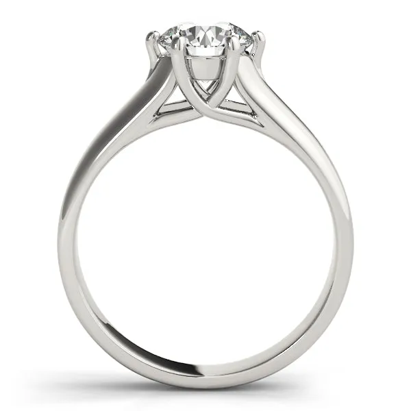 14K White Gold Round Brilliant Six Prong Trellis Diamond Engagement Ring (1ct)