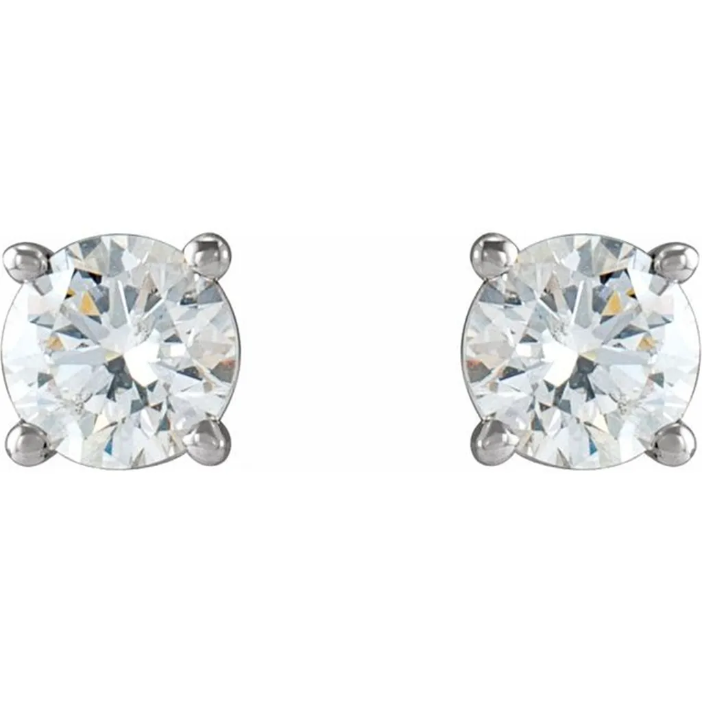 14K White Gold Stud Earrings | 0.52 TW Round G/H SI2 Natural Diamonds