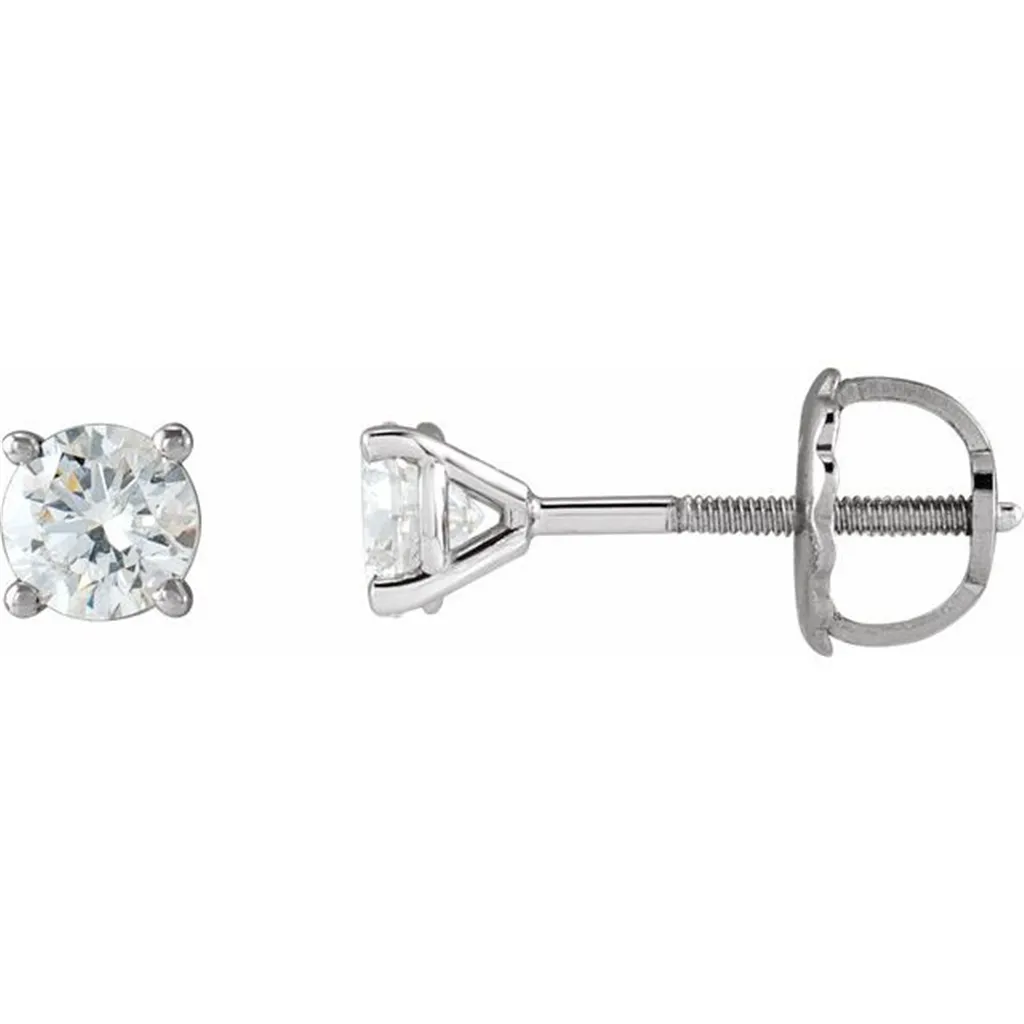 14K White Gold Stud Earrings | 0.52 TW Round G/H SI2 Natural Diamonds
