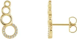 14K Yellow Gold .06 CTW Diamond Geometric Ear Climbers Accented Geometric Ear Climbers