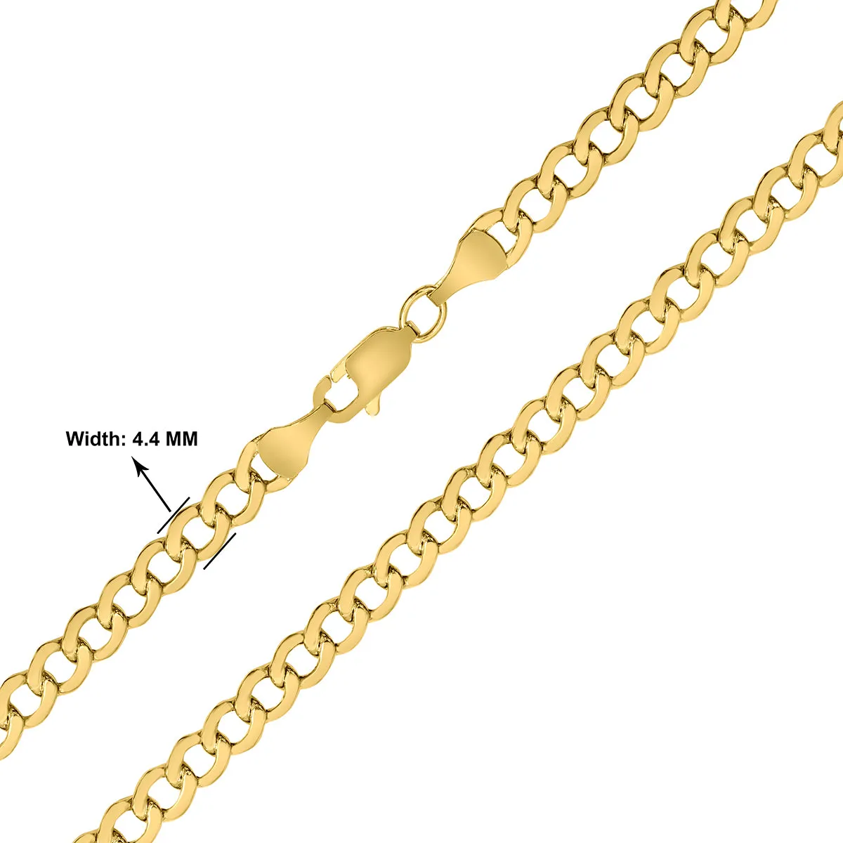 14K Yellow Gold 4.4Mm Oval Curb Chain With Lobster Clasp - 18 Inch