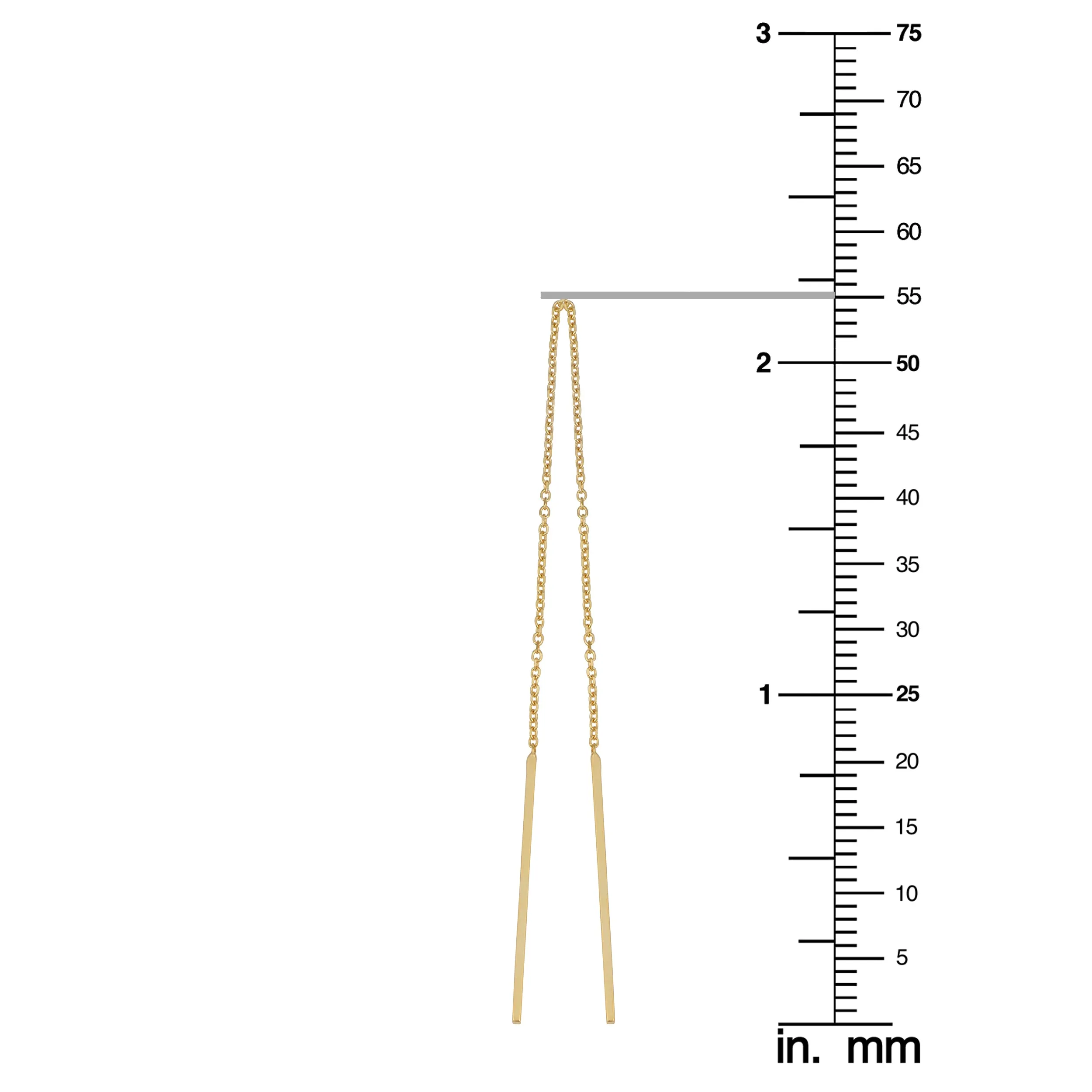 14k Yellow Gold Bar Threader Earrings