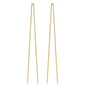 14k Yellow Gold Bar Threader Earrings