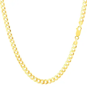 14K Yellow Gold Filled Solid Curb Chain Necklace, 3.6mm Wide