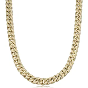 14k Yellow Gold Miami Cuban Curb Hollow Link Mens Necklace, 22"