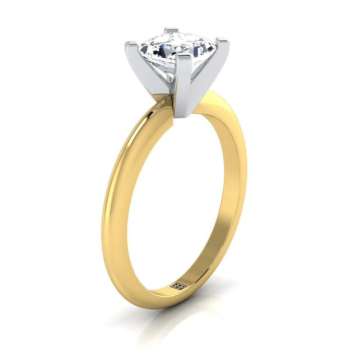 14K Yellow Gold Princess Cut  Classic Low Base Solitaire Engagement Ring