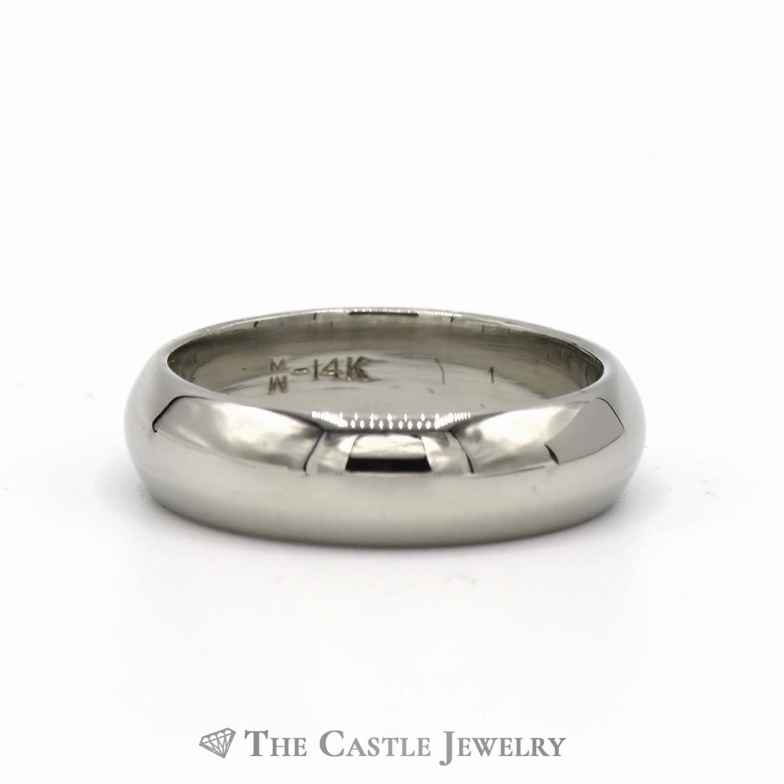 14k White Gold 6mm Polished Wedding Band Size 9.5 Gentle Texture