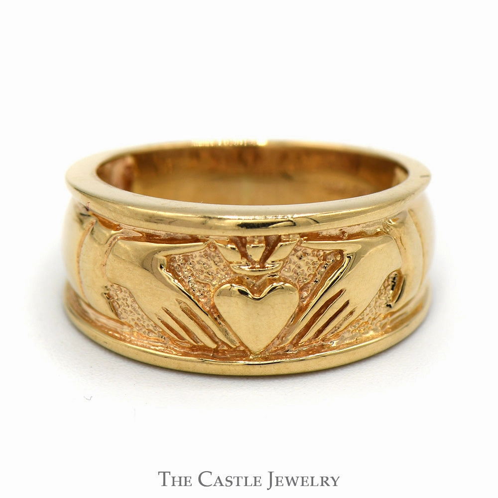 14k Yellow Gold Claddagh Designed Wedding Band - Size 5 Daytime Elegance Comfortable Design