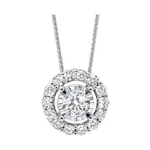 14KT White Gold & Diamond Classic Book Tru Reflection Neckwear Pendant  - 1/10 ctw