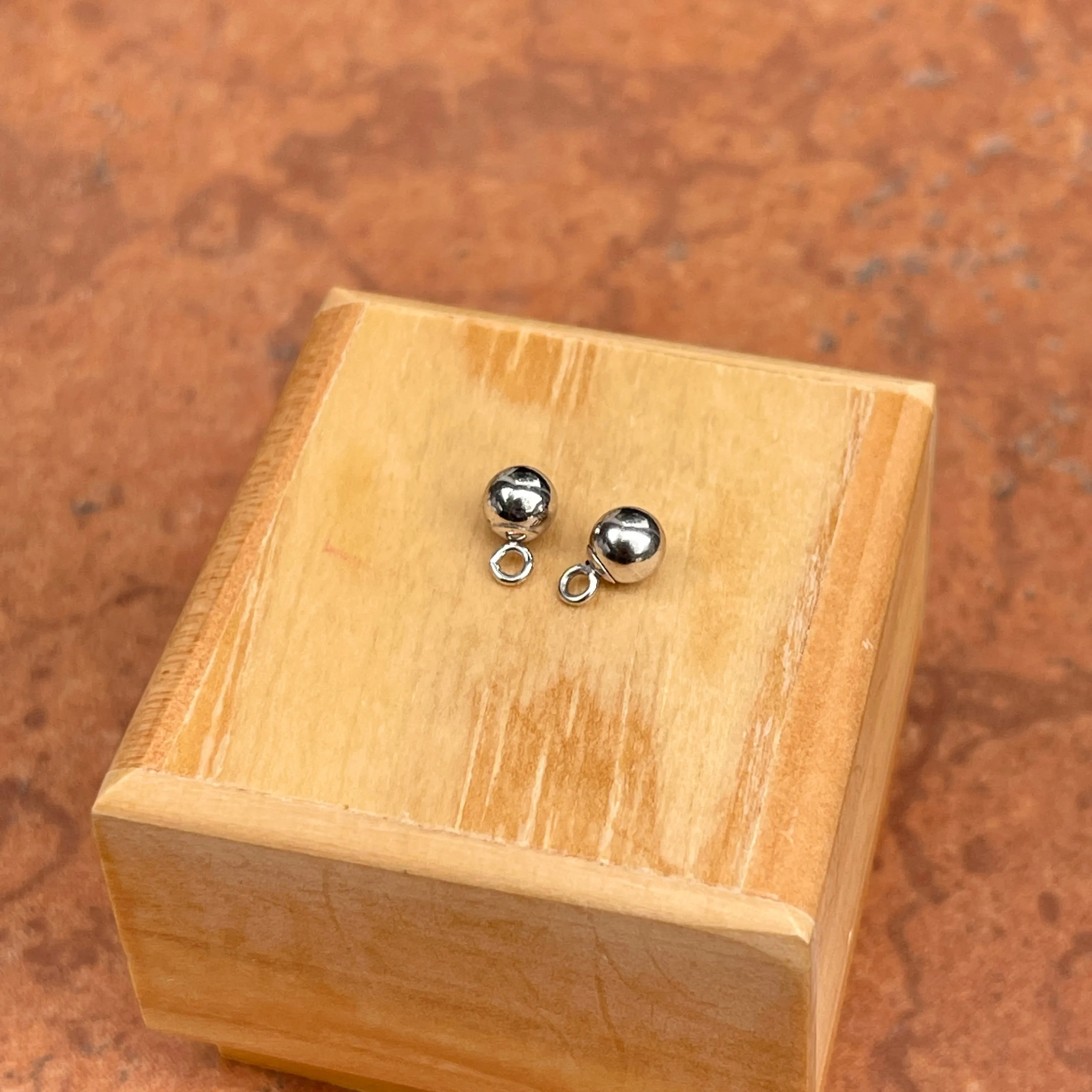 14KT White Gold Mini Round Ball Earring Charms 5mm