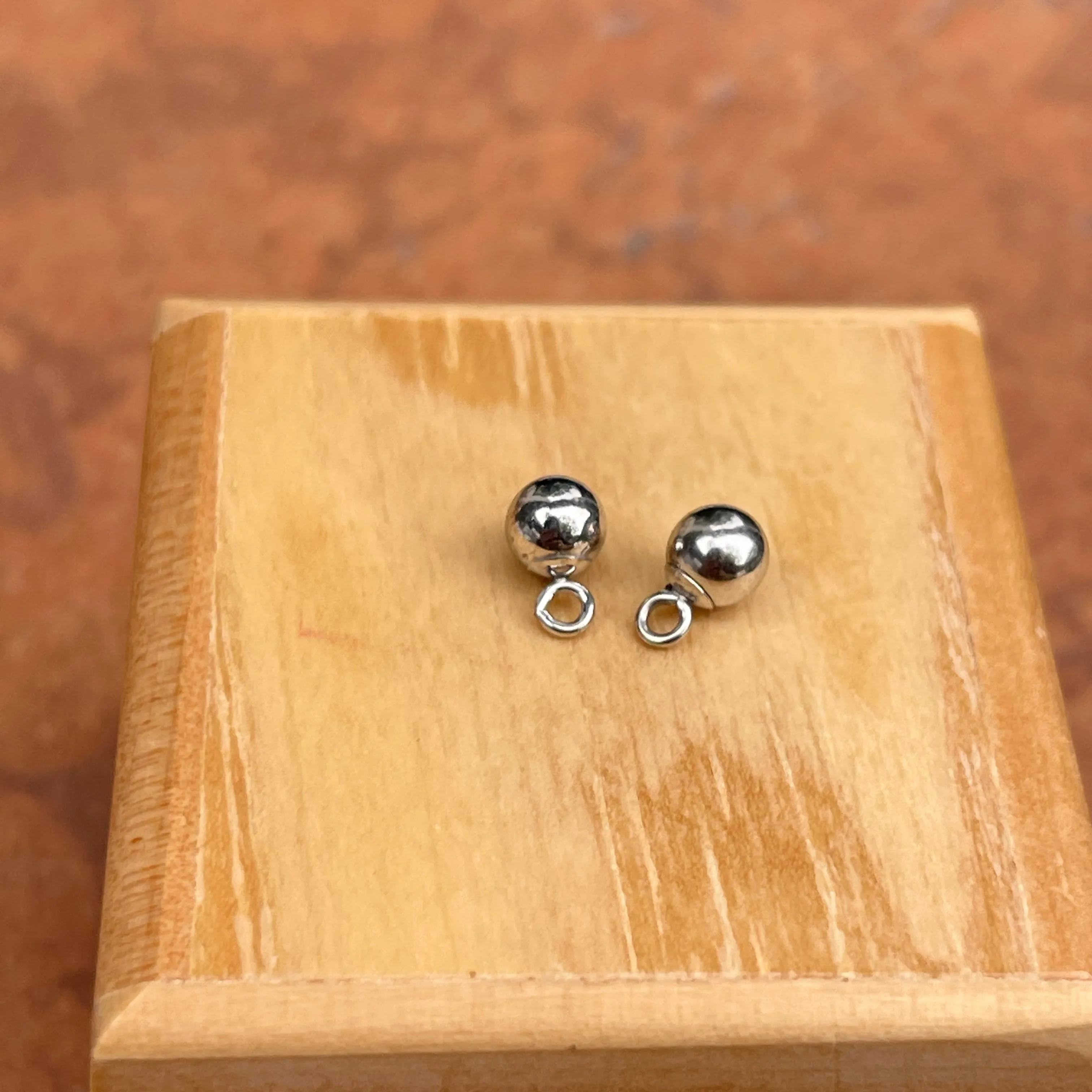 14KT White Gold Mini Round Ball Earring Charms 5mm