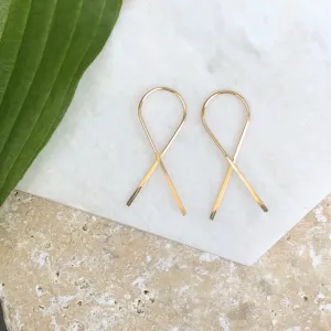 14KT Yellow Gold Filled Threader Ribbon Ear Wire Earrings