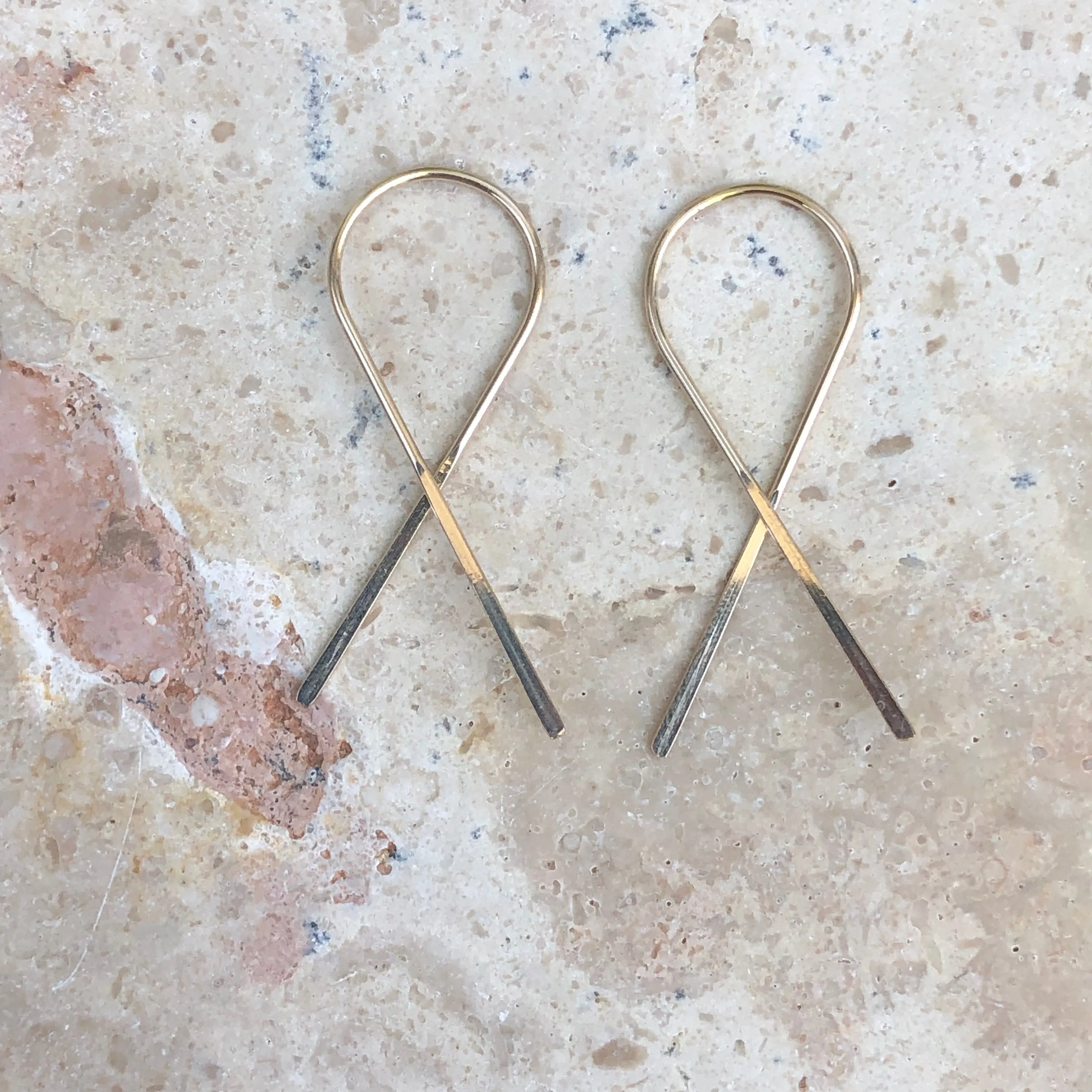 14KT Yellow Gold Filled Threader Ribbon Ear Wire Earrings