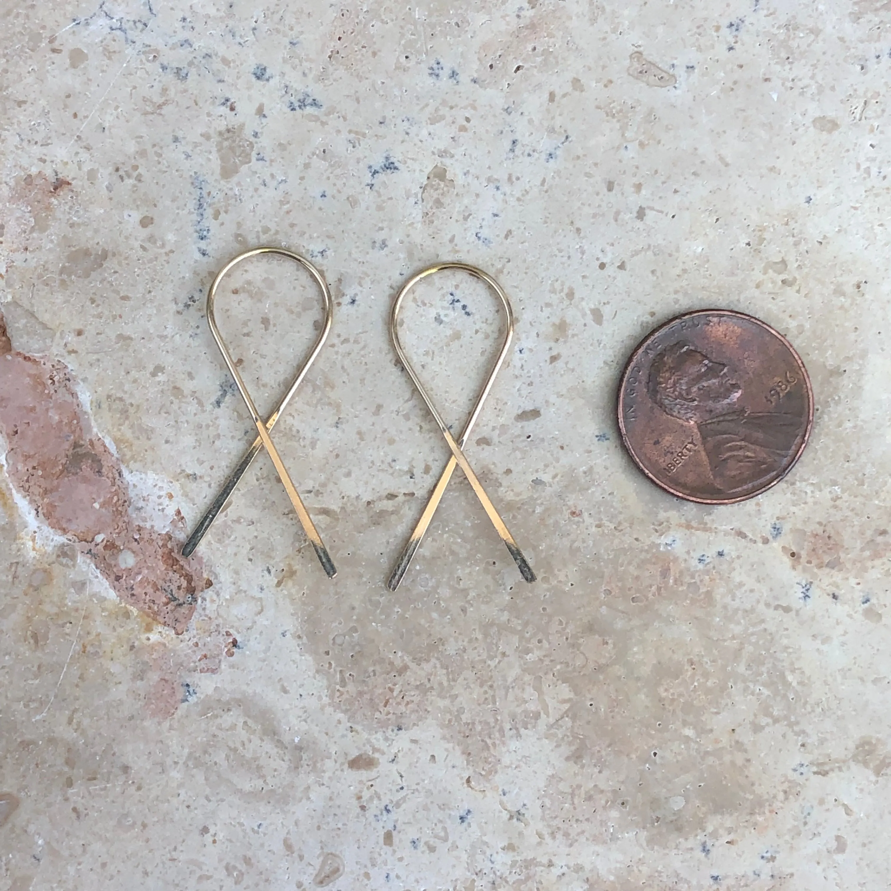 14KT Yellow Gold Filled Threader Ribbon Ear Wire Earrings